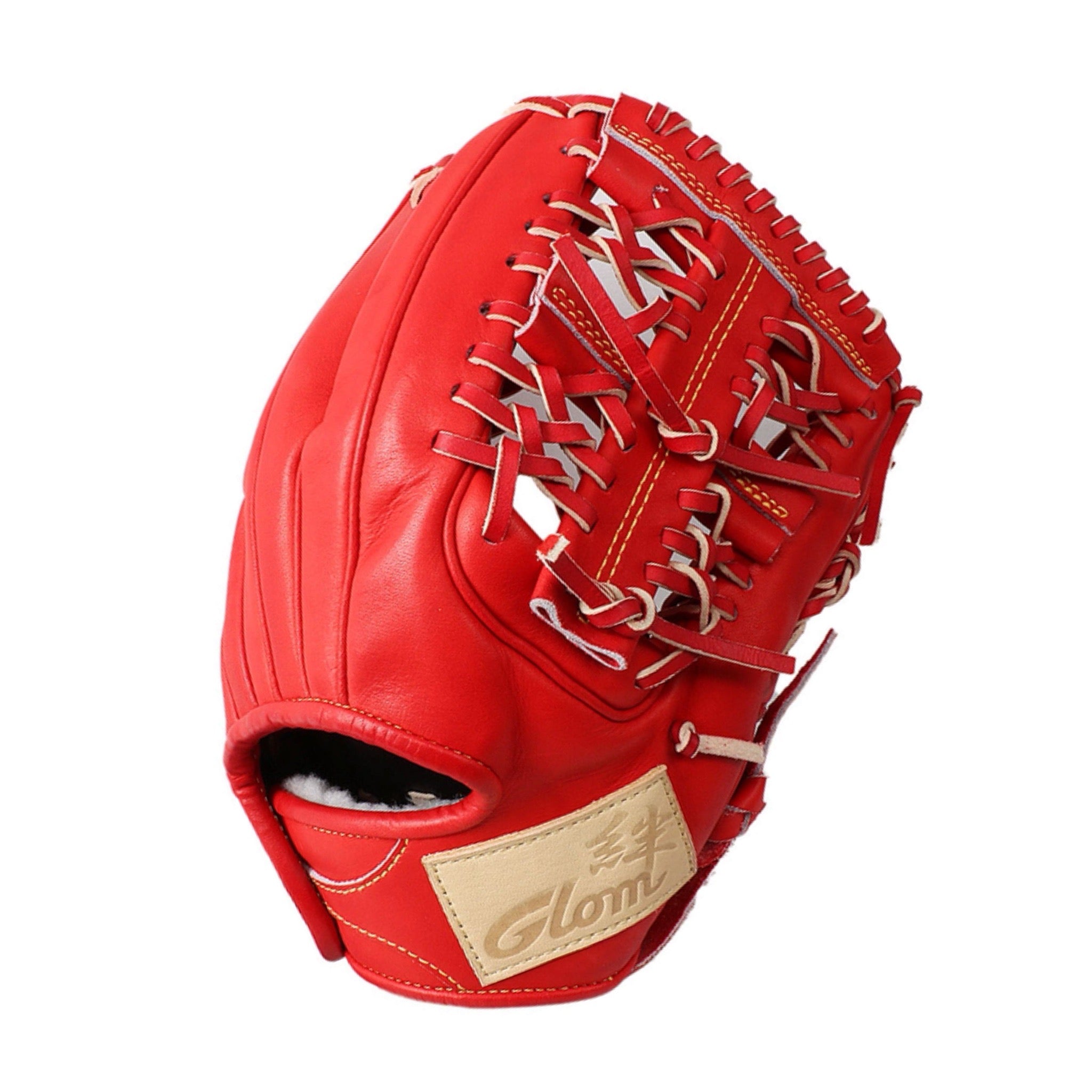 【美品】Glom 硬式野球グローブ レッド 硬式グラブ│女子選手向け│G-Lioness│外野用│308型│レッドオレンジ